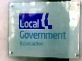 Nameplate outside Local Government Association offices in London
